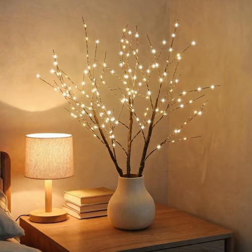 Lighted Prelit Twig Branches with Timer - Brown Warm - 31 Inch Christmas Decor