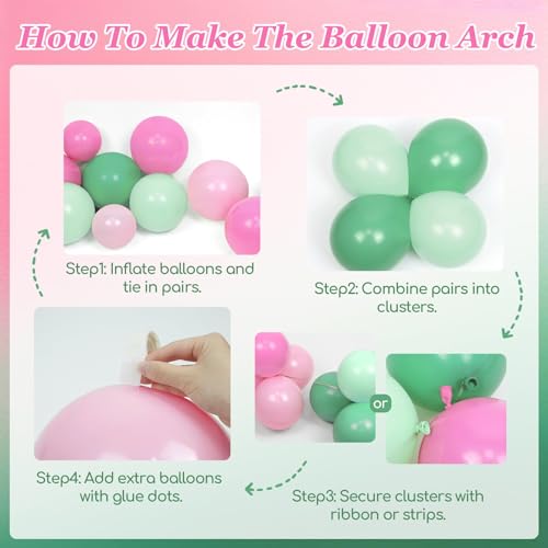 Pink and Green Balloon Arch Kit - 31pcs for Birthday & Baby Showers