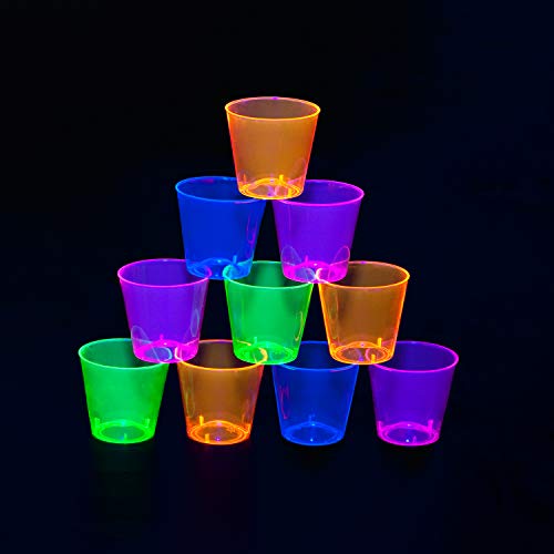 1-Ounce Neon Shot Glasses, 50-Count Hard Plastic Set