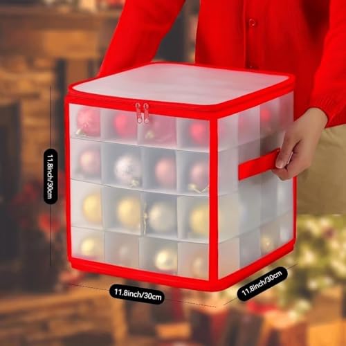 Yubeaahn 64-Ornament Storage Box, 4-Tier Holiday Organizer with Dividers