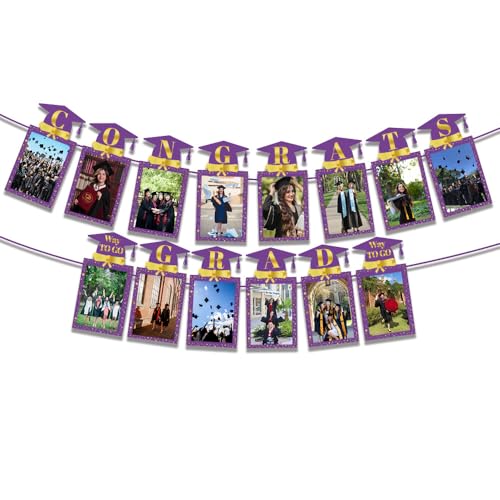 Purple Graduation Photo Banner Party Decoration