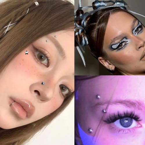 Face Gems Fake Piercings Rhinestone Stickers for Rave Y2K Makeup