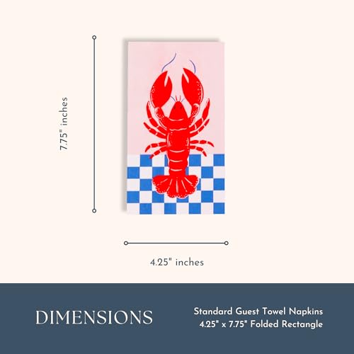 Bonjour Fête Lobster Guest Towels, 3-Ply Paper Napkins, 4.25 x 7.75, 20 Pack