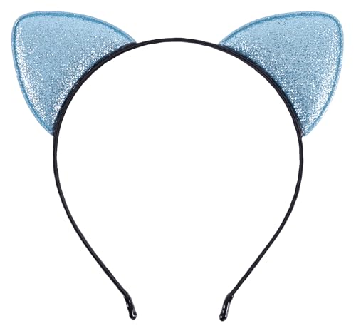 Starry Cat Ears Headband Blue Glitter Hair Accessory for Cosplay