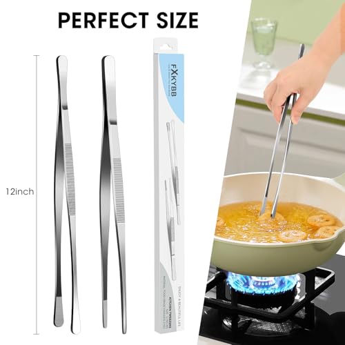 12-Inch Stainless Steel Cooking Tongs - 2 Pack Kitchen Utensils