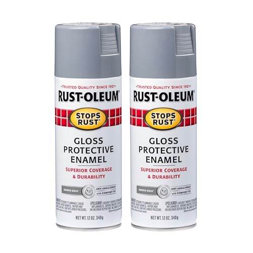 Rust-Oleum Stops Rust Protective Enamel Spray Paint, Gloss Smoke Gray, 12 oz (2 Pack)