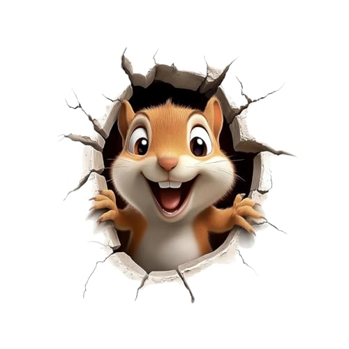 3D Squirrel Toilet Seat Decal - Funny Waterproof Vinyl Bathroom Wall Sticker