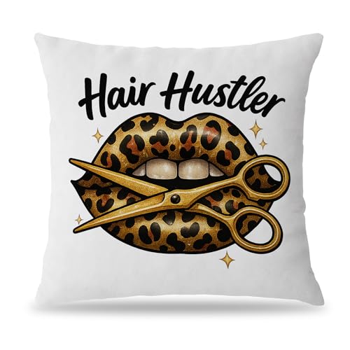 Hair Stylist Gifts Pillow Cover | Y2K Leopard Lips Design 18x18