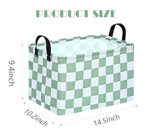 MAIZMZ Sage Green Checkered Storage Basket - Waterproof Nursery Organizer Bin