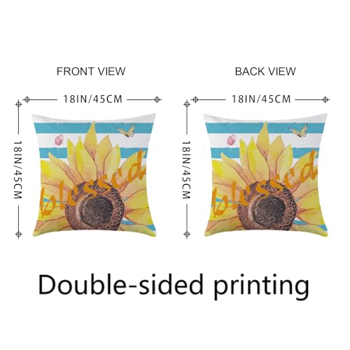 Mimkus Sunflower Throw Pillow Covers 18x18, Set of 4 Velvet Farmhouse Decor