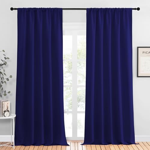 NICETOWN Navy Blue Blackout Curtains 2 Panels 52x95 Inches Room Darkening Drapes