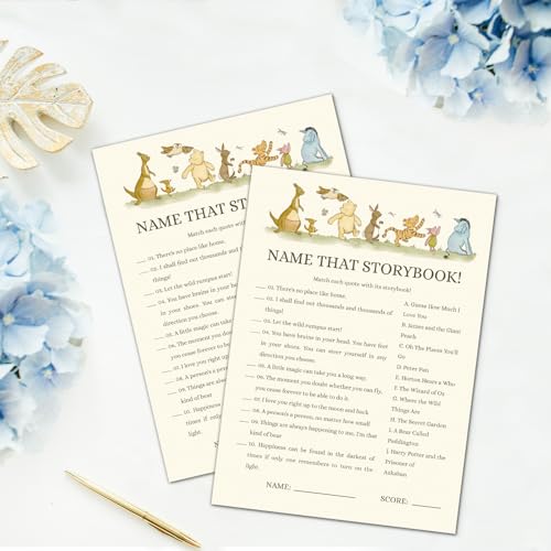 Pooh Bear Baby Shower Name That Storybook Game - SSS Edition (20 Cards)