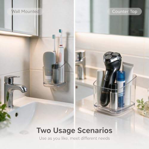 Clear Toothbrush Holder - Detachable Design, Dual-Use Organizer for Bathroom & Kitchen