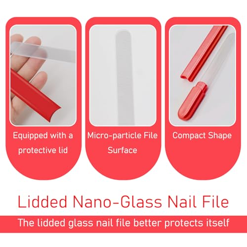 WOKOTO 2-Piece Glass Nail File Set with Cases, Dual-Sided Crystal Files