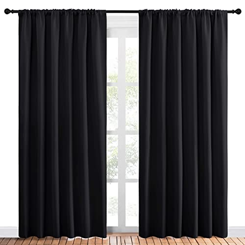 NICETOWN Black Blackout Curtains - 70" x 84" Thermal Insulated Drapes (2 Panels)