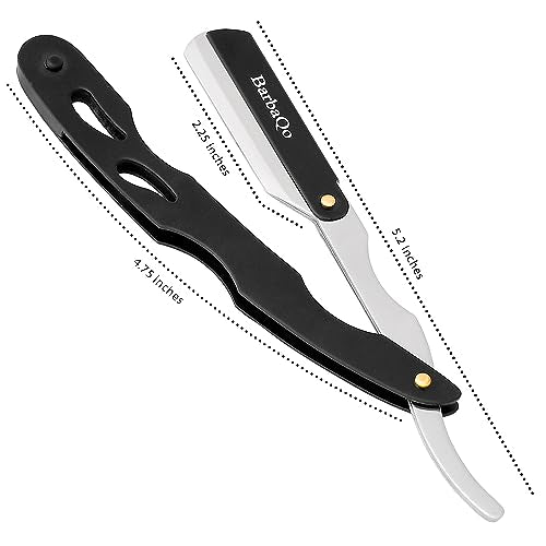 BarbaQo Professional Stainless Steel Straight Razor with 20 Blades