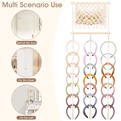 Wall-Mounted Hair Bow Organizer for Women & Girls, Boho Headband Storage