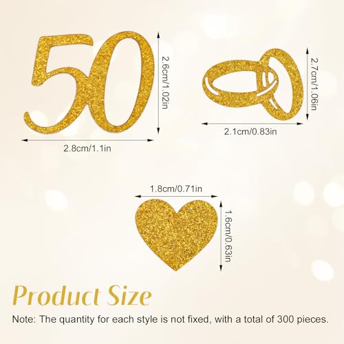 50th Anniversary Gold Confetti - 100 Pieces of Glitter Paper