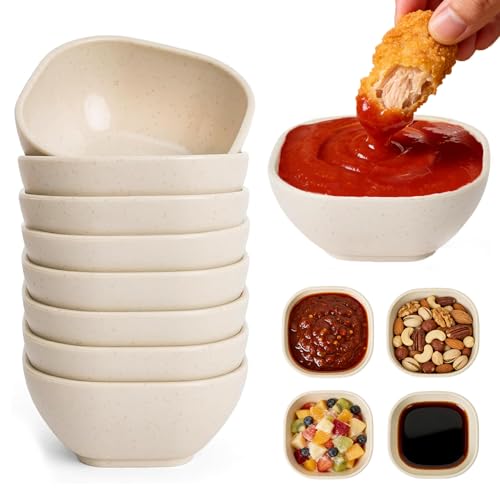 Eco-Friendly Mini Dipping Bowls - 9 Pack Wheat Straw, 4.5 oz