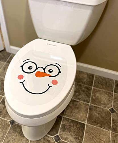 Funny Snowman Toilet Seat Cling Decoration Set - 2 Pieces