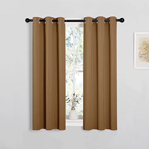 NICETOWN Gold Brown Blackout Curtains 29" x 45" (Pack of 2) - Noise Reducing & Draft Blocker