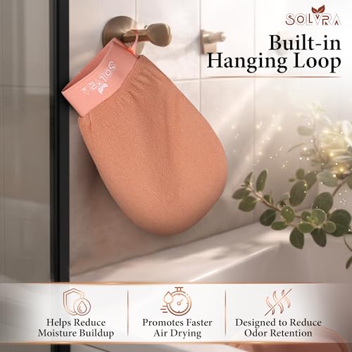 Solvra Exfoliating Body Scrubber - Vegan Viscose Kessa Mitt for Dead Skin
