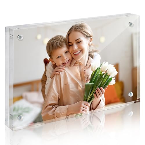 4x6 Double Sided Magnetic Acrylic Picture Frame - Clear Desktop Display