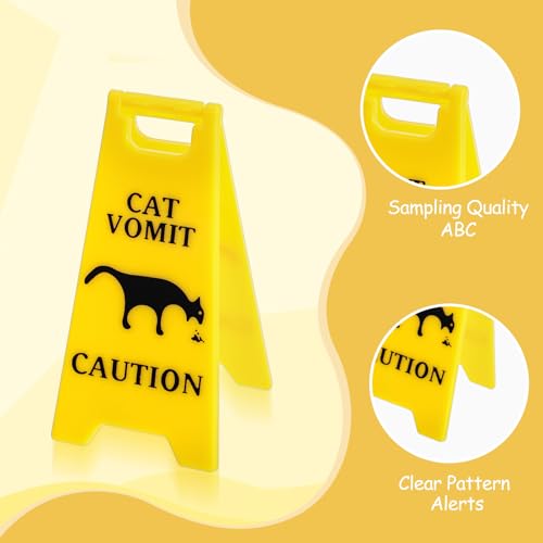 Funny Cat Vomit Caution Sign - 3D Printed Warning Plaque (4 Inch)