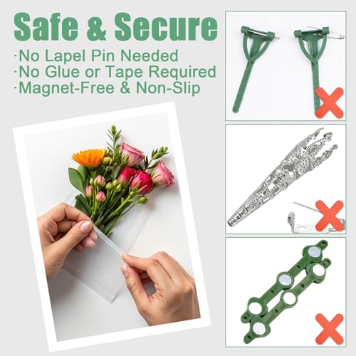 Telyone 6-Pack Square Pocket Boutonniere Sleeves for Suit Jackets - Wedding & Prom, Flowers Not Included