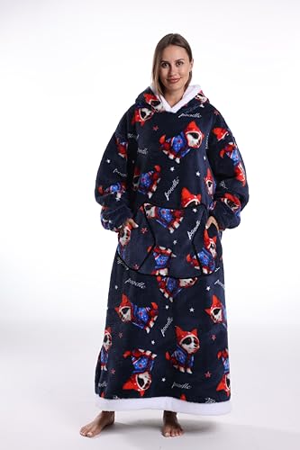 Capecage Long Wearable Blanket Hoodie with Big Pocket - Corgi2 Variation - Gift for Women or Men