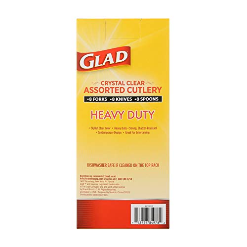Glad Heavy Duty Clear Plastic Cutlery Set - 72 Piece (3 Packs of 24)