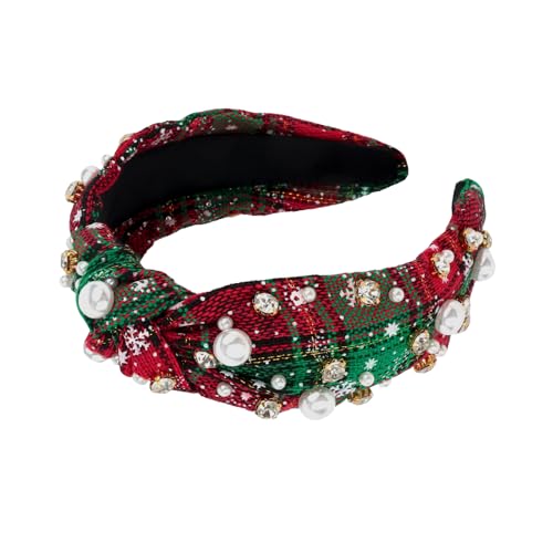 Esitrormi Christmas Pearl Knotted Headband - Green Wide Hairband