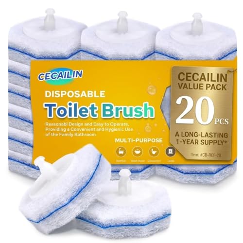 20-Pack Disposable Toilet Brush Refills - Universal Fit Scrubber Heads