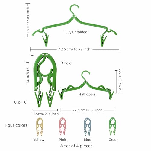 Foldable Travel Hangers 4 Pack - Space-Saving Non-Slip Design
