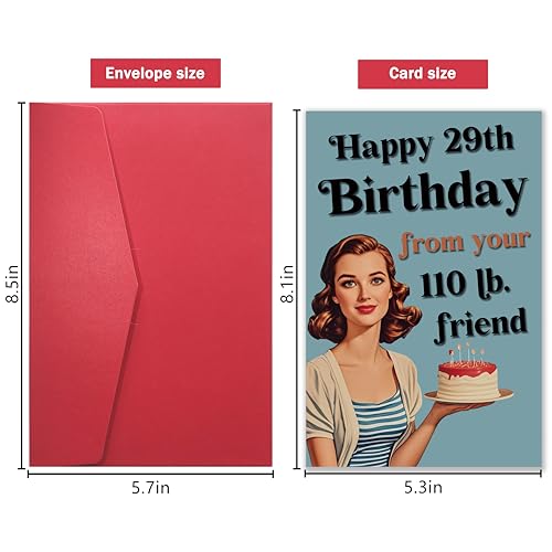 Funny 29th Birthday Joke Card for Women - Retro Humorous Greeting Card