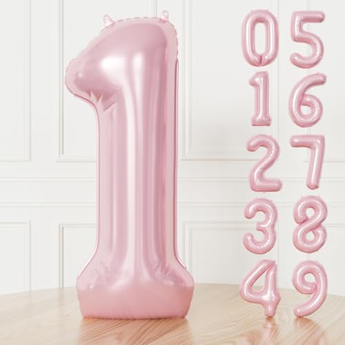 Pink Number 1 Foil Balloon 40 Inch Giant Light Pink Birthday Party Decoration