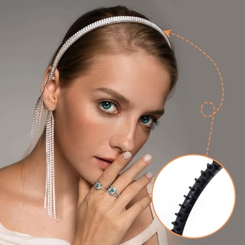 Pndeyo 10pcs Self-Adhesive Silicone Headband Teeth Strips for DIY Hair Accessories - Black