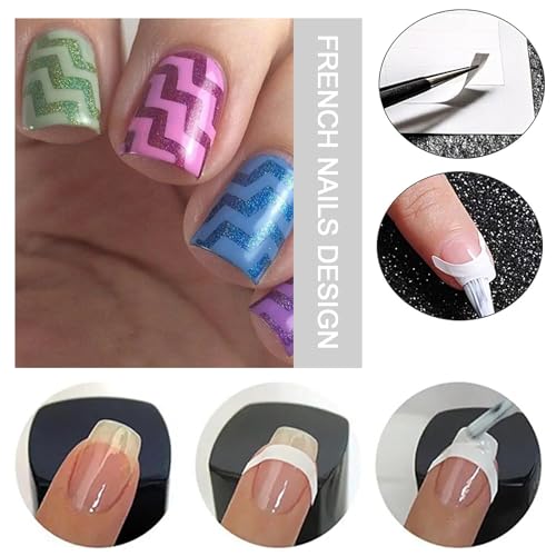 French Tip Nail Guides Smile Line Stickers 60 Sheets Wave Line