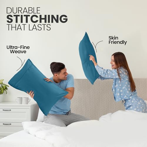 Utopia Bedding Microfiber Pillowcases, Standard Size, Denim Blue, Set of 4