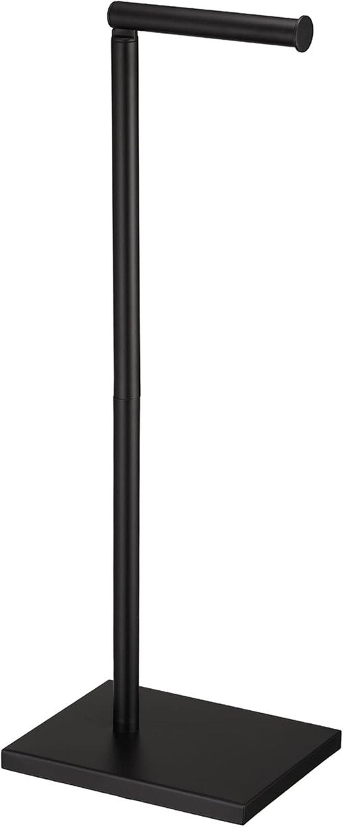 DECLUTTR Free Standing Toilet Paper Holder - Stainless Steel Pedestal with Reserve - Black Finish