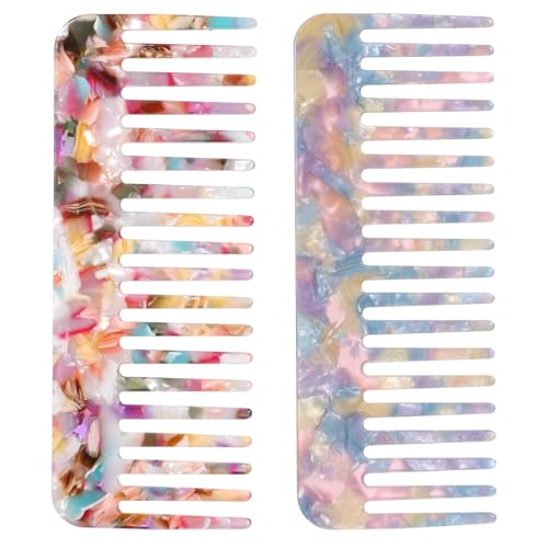 Yuomeaz 2 PCS Wide Tooth Acetate Comb for Curly and Wet Hair