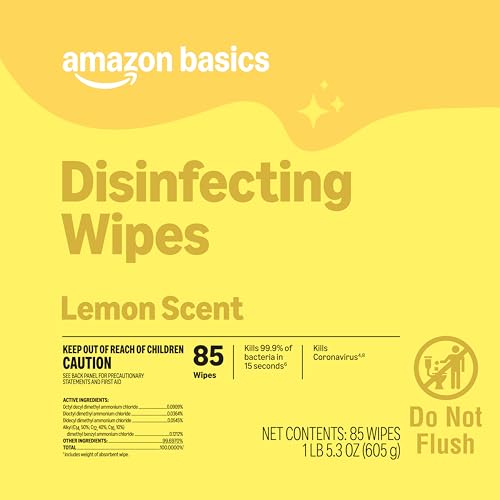 Amazon Basics Lemon Scent Disinfecting Wipes - 255 Count