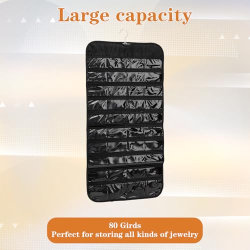 4 Pcs Hanging Jewelry Organizer, Double-Sided Earring Holder with 80 Pockets