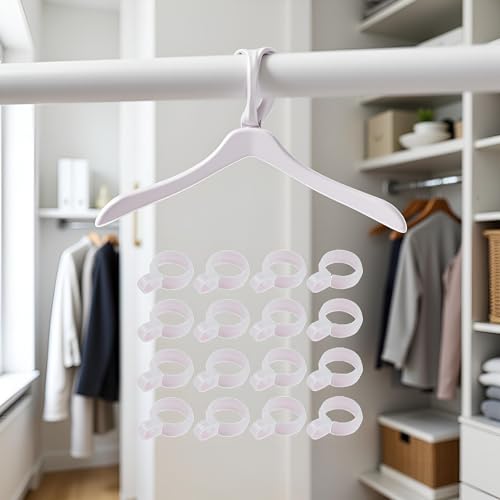 50Pcs White Plastic Hanger Hooks for Clothes & Laundry
