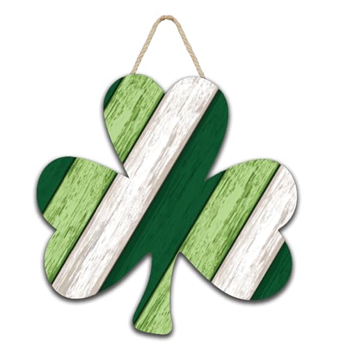 St Patrick's Day Shamrock Wooden Hanging Sign - 11.2 Inch Decor