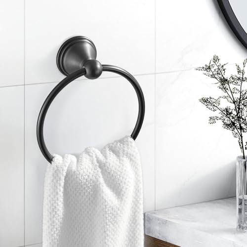 Sagetta Matte Black Towel Ring - 5.5-Inch Wall Mount Holder
