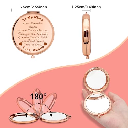 Niece Compact Mirror - Inspirational Makeup Gift for Niece from Aunt