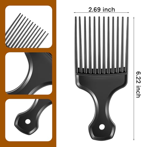 Exclaith 2 Pcs Black Wide-Tooth Afro Lift Combs for Curly Hair Styling