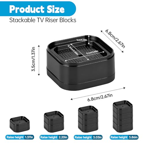 Heavy-Duty TV Stand Riser Blocks - Adjustable Height 4-Pack