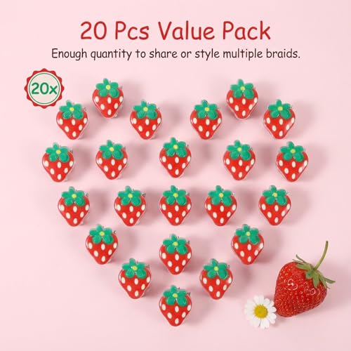 20 Pcs Mini Strawberry Hair Claw Clips Cute Tiny Fruit Barrettes